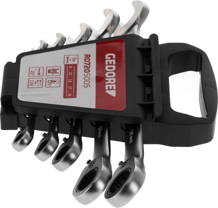 Produktbild Gedore Red red R07205005 Ringratschenmaulschlüssel Satz SW8-19 mm 5-teilig (19 mm, 12 mm, 14 mm, 16 mm, 10  mm, 18 mm, 17 mm, 11 mm, 15 mm, 8 mm, 9 mm, 13 mm)