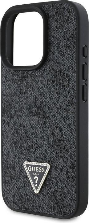 Actual product image Guess GUHCP16LP4TDSCPK iPhone 16 Pro 6.3" czarny/black hardcase Leather Metal Logo Strass Crossbody (Apple iPhone 16 Pro)