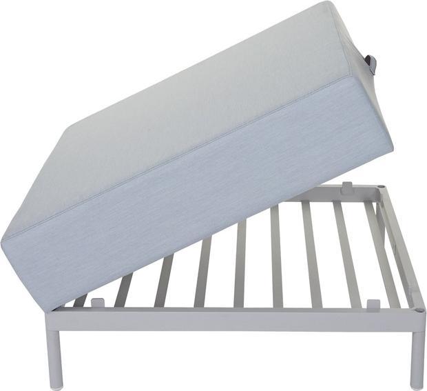 Produktbild Swisshandel24 Alu-Garten-Garnitur, Sofa, Outdoor Stoff/Textil - blau mit Ablage, ohne Kissen
