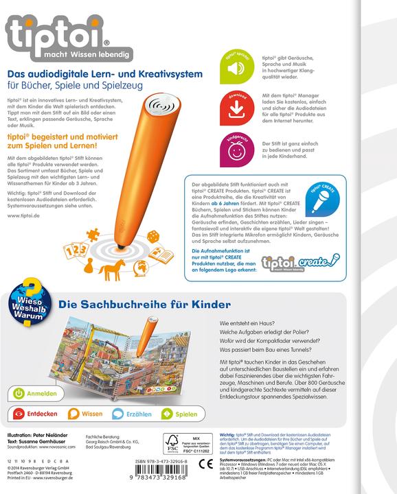 Produktbild tiptoi Wieso? Weshalb? Warum? Komm mit auf die Baustelle (Deutsch, Susanne Gernhäuser, Peter Nieländer, 2014)
