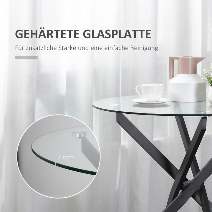 Produktbild Homcom Beistelltisch mit Glasplatte (80 x 80 x 75 cm)