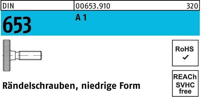 Produktbild Rändelschraube DIN 653 niedrige Form M 6 x 30 A 1 A 1 (10 Schrauben pro Stück)