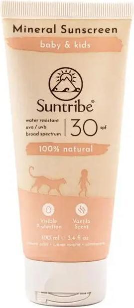 Suntribe Mineralische Bio-Sonnencreme Kids 100ml (Sonnencreme, SPF 30, 100 ml, 1 g)