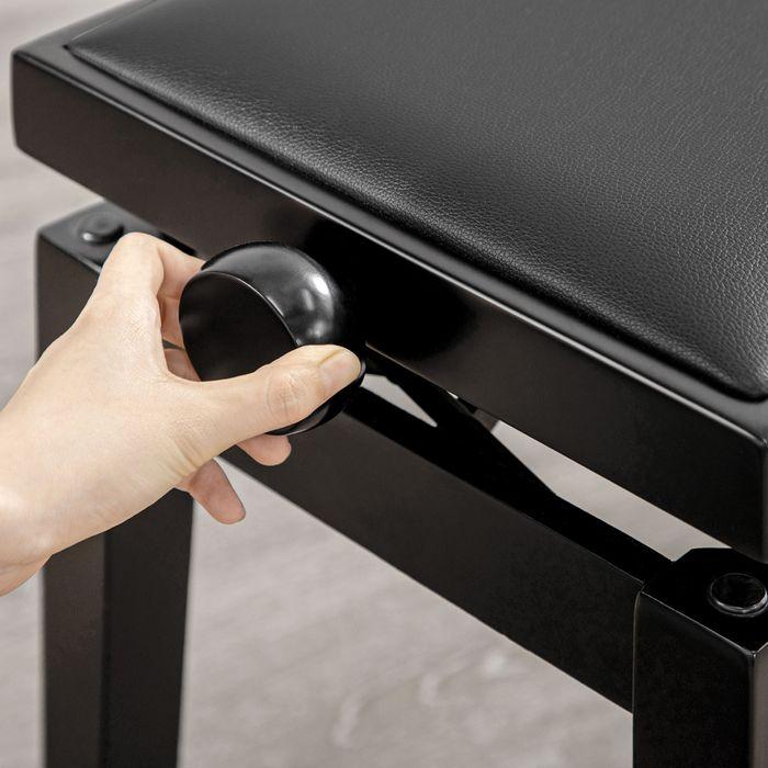 Produktbild Swisshandel24 Klavierbank, Pianostuhl, höhenverstellbar, eleganter Hochglanz, Kunstleder+Kautschukholz, schwarz, 6