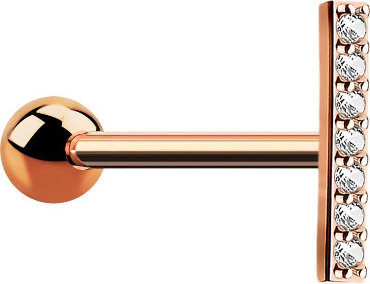 Star Piercing Micro Barbell rosegold Balken kurz mit Kristall (Chirurgenstahl 316L, Messing)