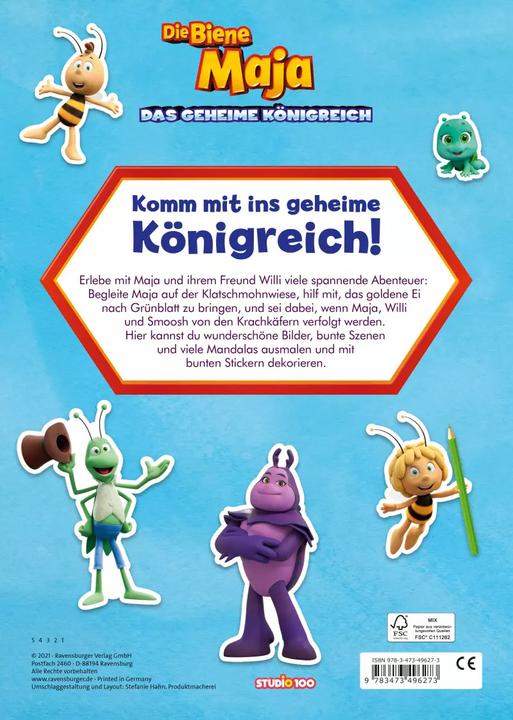 Immagine prodotto Ravensburger Die Biene Maja: Mein Sticker-Malbuch zum Film (Tedesco, Studio 100 Media GmbH, 2021)