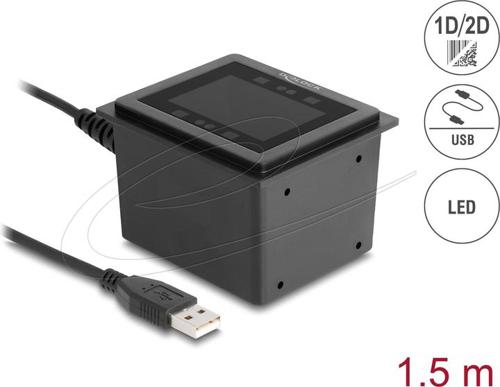 Produktbild Delock USB Barcodescanner 1D und 2D kabelgebunden für den stationären Einbau (1D-Barcodes, 2D-Barcodes)
