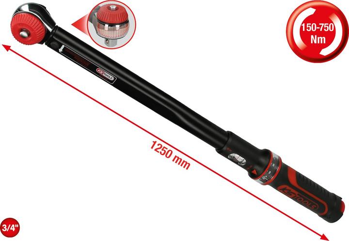 Produktbild KS Tools ERGOTORQUE®precision Ratschen-Drehmomentschlüssel Drehknopf, 3/4", 150-750 Nm (3/4", 150 Nm, 750 Nm)