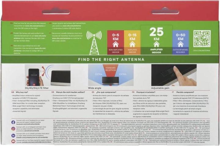 Produktbild One for All DVB-T2 Alu STAND Antenne 5G black (Zimmerantenne, 47 dB, DVB-T / -T2)
