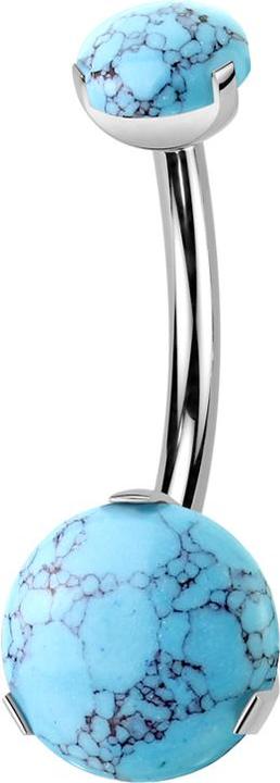 Immagine prodotto Star Piercing Banane Innengewinde silber zwei Türkis Steine gefasst (senza ottone, Mnerale, Titanio G23)