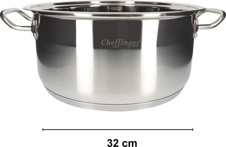 Produktbild Cheffinger Kochtopf 32 cm mit Deckel aus Edelstahl (32 cm, Kochtopf, Edelstahl)