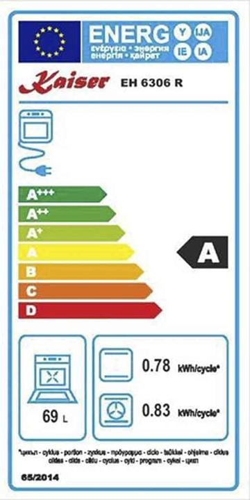 Label énergétique Kaiser EH 6306 R + KCT 6705 RI Herd