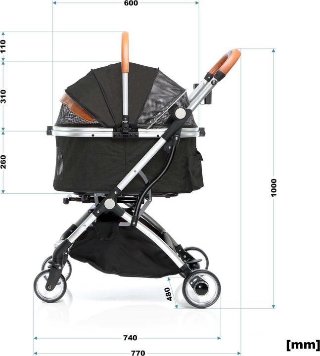 Actual product image Fudajo 2in1 Dog Buggy Foldable Dog Pram Black Domestic Animals’ Pushchair with Rack Transport Bag (Dog, Foldable)