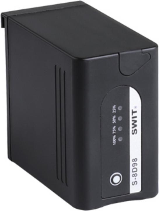 Actual product image Swit S-8D98 - 70Wh/9.8Ah D-type DV battery - Battery (1 pcs., 9800 mAh, Battery + charger)