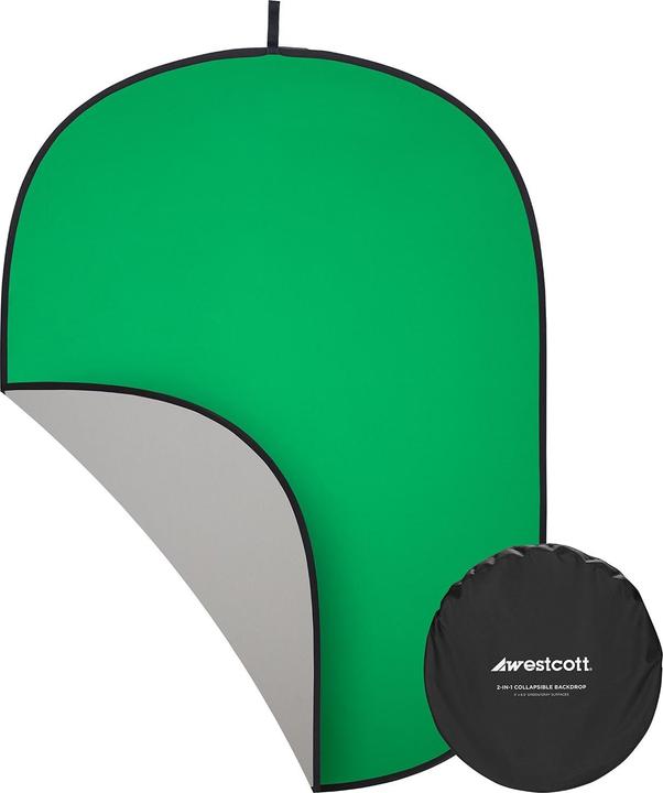 Produktbild Westcott 2-in-1 Gray & Green Screen (5' x 6.5') Collapsible Backdrop (152.40 cm, 195.60 cm)