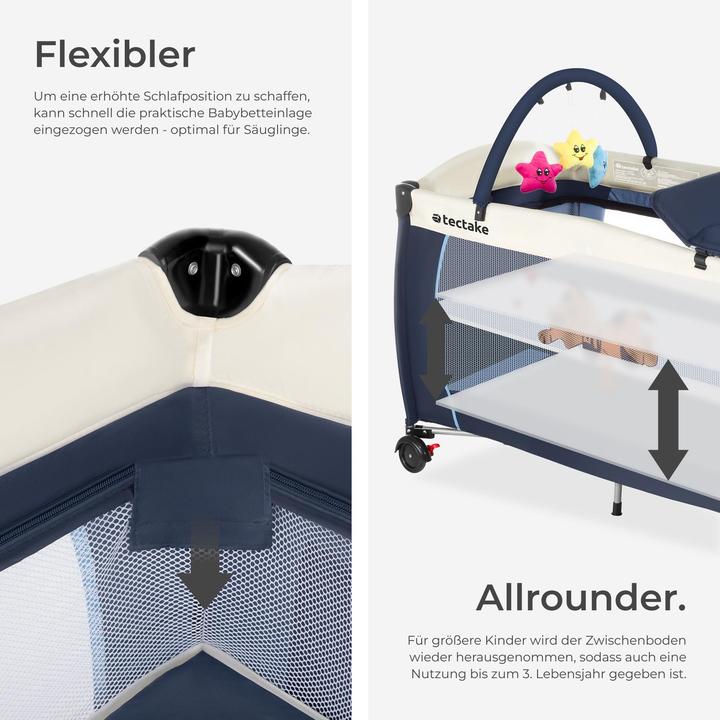 Produktbild tectake Kinderreisebett Hund mit Wickelauflage und Transporttasche