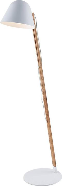 Lindby Tetja floor lamp with wooden pole, white (E27)