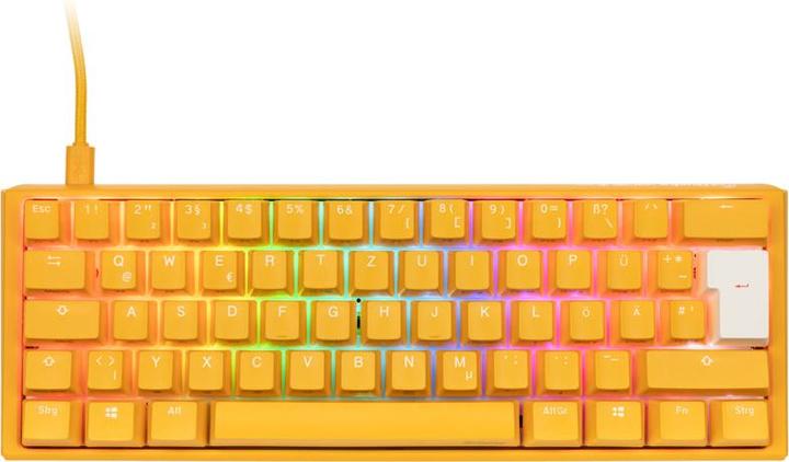 Actual product image Ducky One 3 yellow mini gaming keyboard, RGB LED - MX-Silent-Red (DE, Cable)