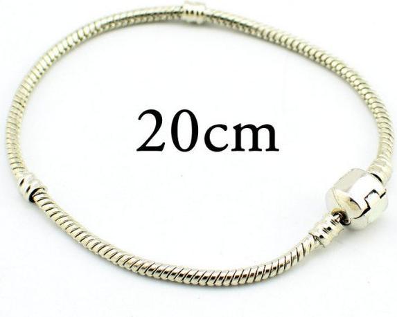 Hermex Armband versilbert für Beads / Charms - 20cm Silbrig (20 cm, Metallegierung)