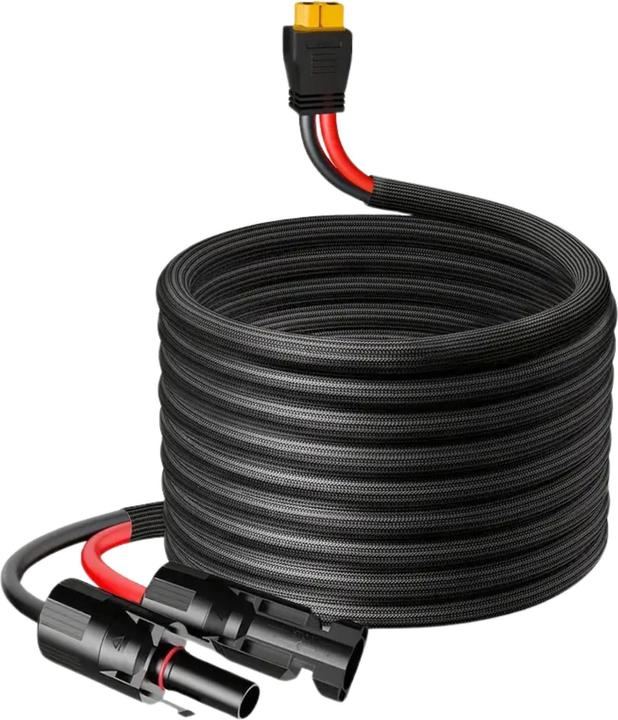 Clelo 5m Solar Verlängerungskabel MC4 auf XT60 mit robustem Fiberglass-Mantel (Cavo solare)