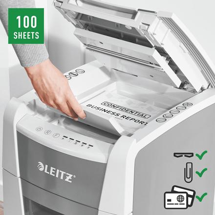 Immagine prodotto Leitz Shredder IQ Autofeed Small Office 100 micro taglio 2 x 15 mm 34 l Numero di fogli (max.): Sich (Microtaglio)