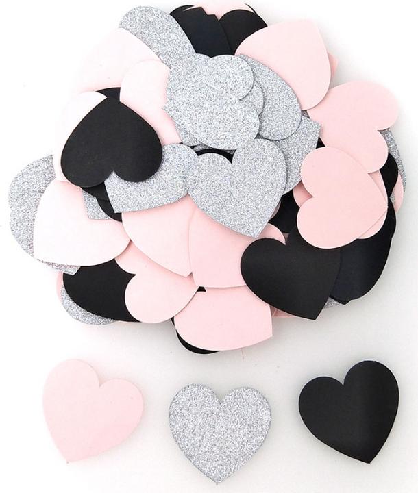 Immagine prodotto Coriandoli a forma di cuore - argento-rosa-nero