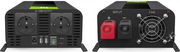 Productafbeelding GreenCell Omvormer auto 12V naar 230V zuiver sinus 1000W/2000W met
