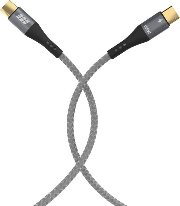 Produktbild EFB Elektronik EFB USB-C cable 100W PD 3.0 5A E-Marker Chip 0.5m gray gold contacts textile jacket (0.50 m, USB 2.0, 100 W)