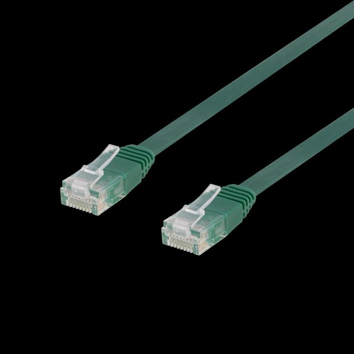 Actual product image Deltaco U/UTP Cat6 patch cable flat 0.5m 250MHz green (U/UTP, CAT6, 0.50 m)