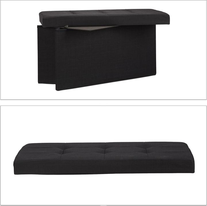 Image du produit Relaxdays Pouf de rangement pliant lin (76 cm)