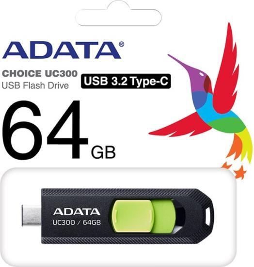 Image du produit Adata USB 64GB UC300 bkgn 3.2 Interface USB Type C USB 3.2 Gen 1 (64 Go, USB-C)