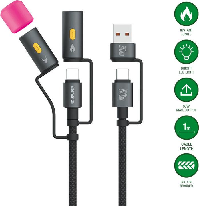 Actual product image 4smarts 4in1 USB-C cable set Explorer (1 m, USB 2.0, 60 W)