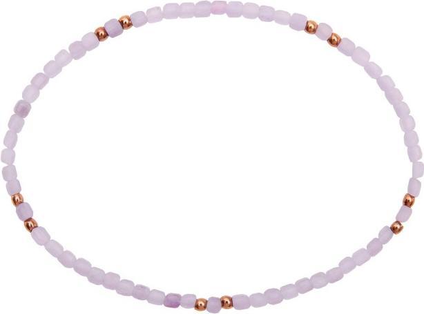 HCA Armband - "Harmony of nature" - Lavendel Fluorit - rosévergoldet (17 cm, Edelstein kombiniert mit Kugeln aus Edelstahl)