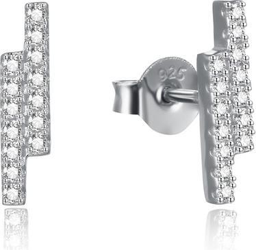 Beneto Mini malistic silver earrings with clear zircons AGUP2269 (L)