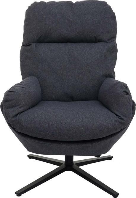 Produktbild Mendler Relaxsessel + Hocker HWC-L12, Fernsehsessel Wippfunktion, drehbar, Metall Stoff/Textil - dunkelgrau