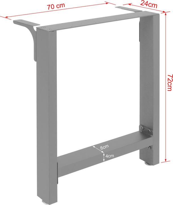 Immagine prodotto Wiltec Runner da tavolo 64x40cm grigio verniciato a polvere Telaio del tavolo Gambe da tavolo Tavolo