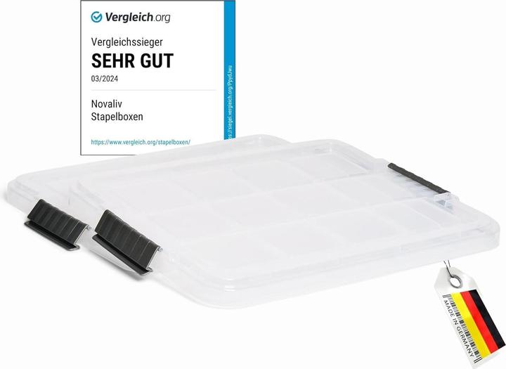Produktbild Novaliv 2x Ersatzdeckel 27 Liter mit Clipverschluss 46,5x36,5 cm Transparent (27 l)