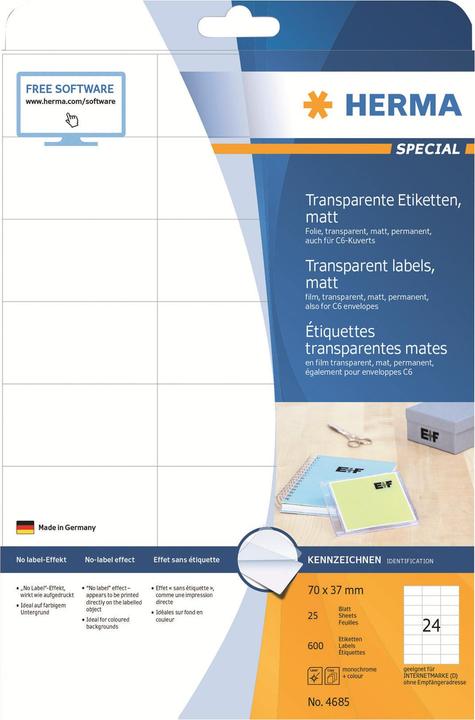 Actual product image HERMA Transparent address labels A4