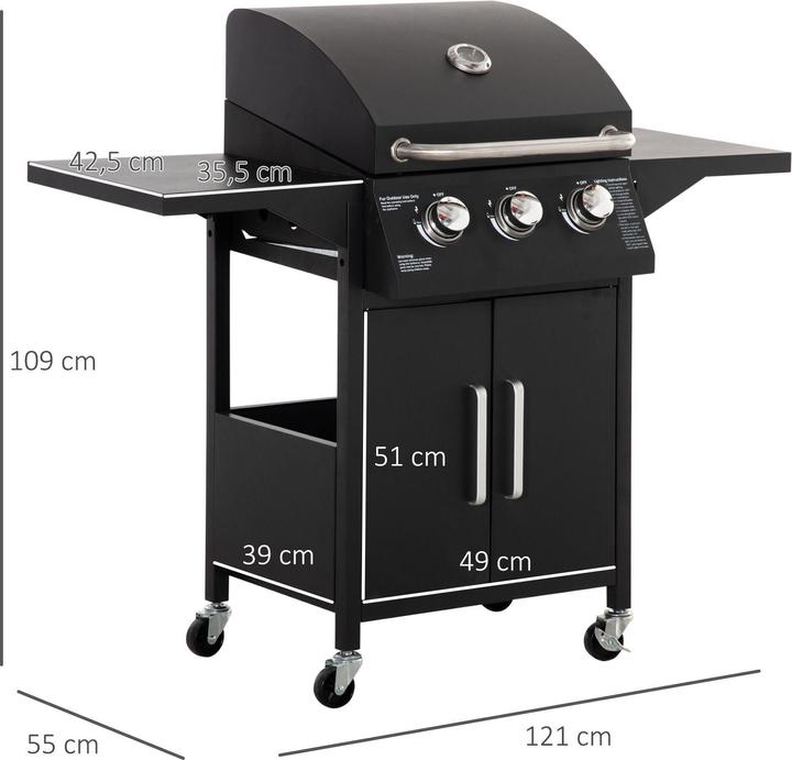 Produktbild Outsunny Gasgrill mit Rädern