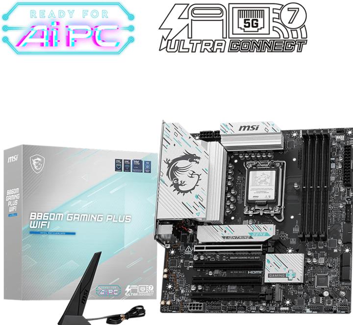 Productafbeelding MSI B860M GAMING PLUS WIFI LGA1851 MB (Socket S1, Intel B860, mATX)