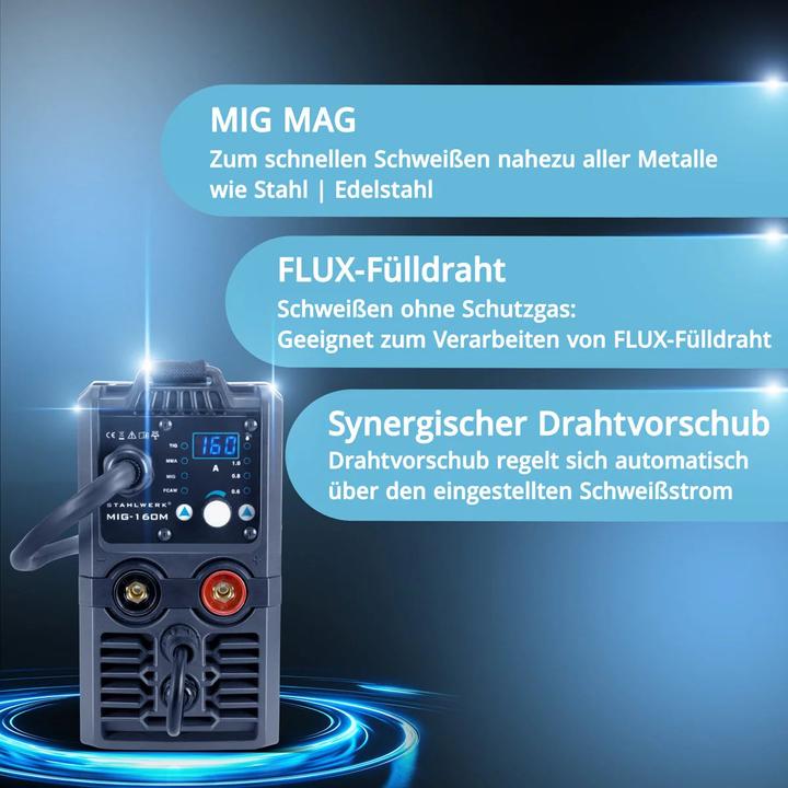 Produktbild Stahlwerk Schweissgerät MIG MAG 160 M IGBT 5 in 1 Kombigerät mit 160 Ampere