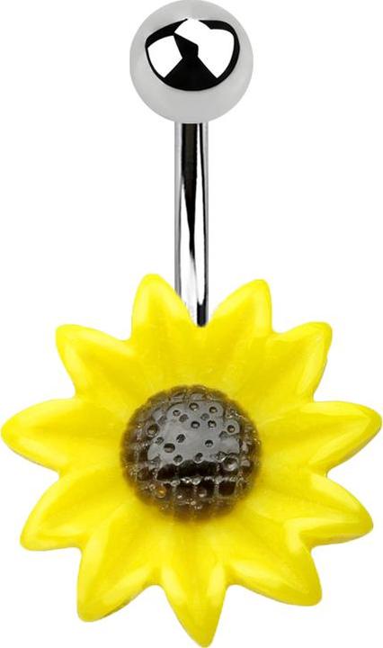 Star Piercing Banane silber mit Kugel Sonnenblume (Acryl, Chirurgenstahl 316L)
