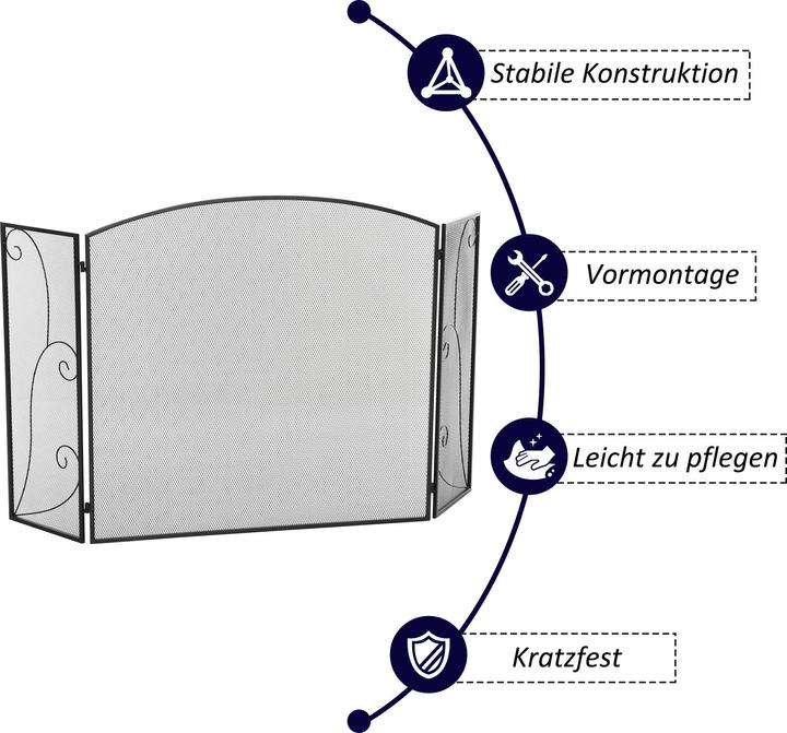 Produktbild Homcom Kamingitter mit drei Paneelen (132.5 x 76.5 cm)