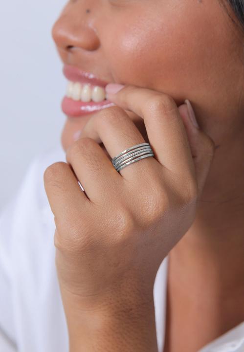 Actual product image Elli Band Ring, Geo, Ring Set (58, 925 Silver)