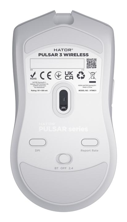 Actual product image Hator Pulsar 3 Wireless, white - Optical Yellow 100M Switches PixArt PMW 3311 (HTM631) (Wireless)
