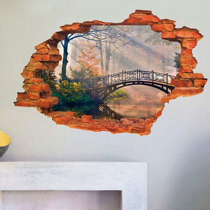 Produktbild Hermex 3D romantische Brücke Wandtattoo Wandsticker Aufkleber Tapete