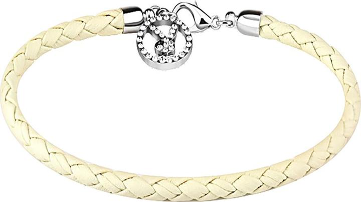 Star Piercing Lederarmband weiss geflochten mit Anhänger Playboy Bunny (Messing, Leder)
