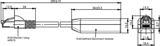 Actual product image Telegärtner RJ-45 – DDCP-Link (SFTP, CAT6, 0.20 m)