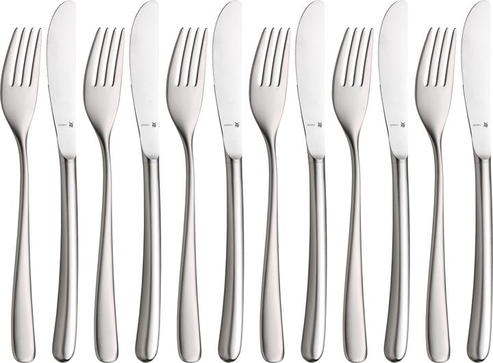 Dessertbesteck 12teilig 6 Personen, Vision Edelstahl mattiert kratzbeständig (12 Stück, Besteck Set)
