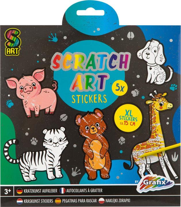Grafix Scratch Art Stickers - Animals, 6 pcs.